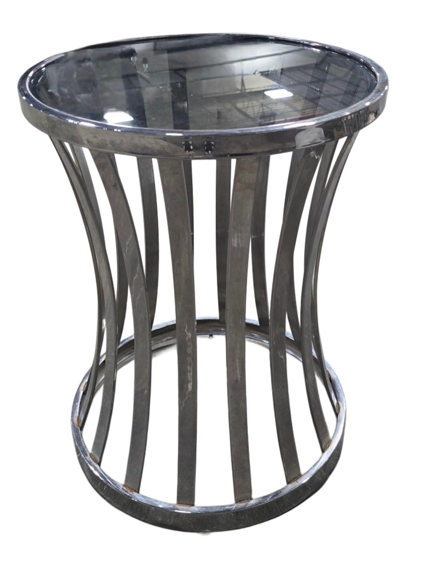 Loews Glass Top Chrome Side Table