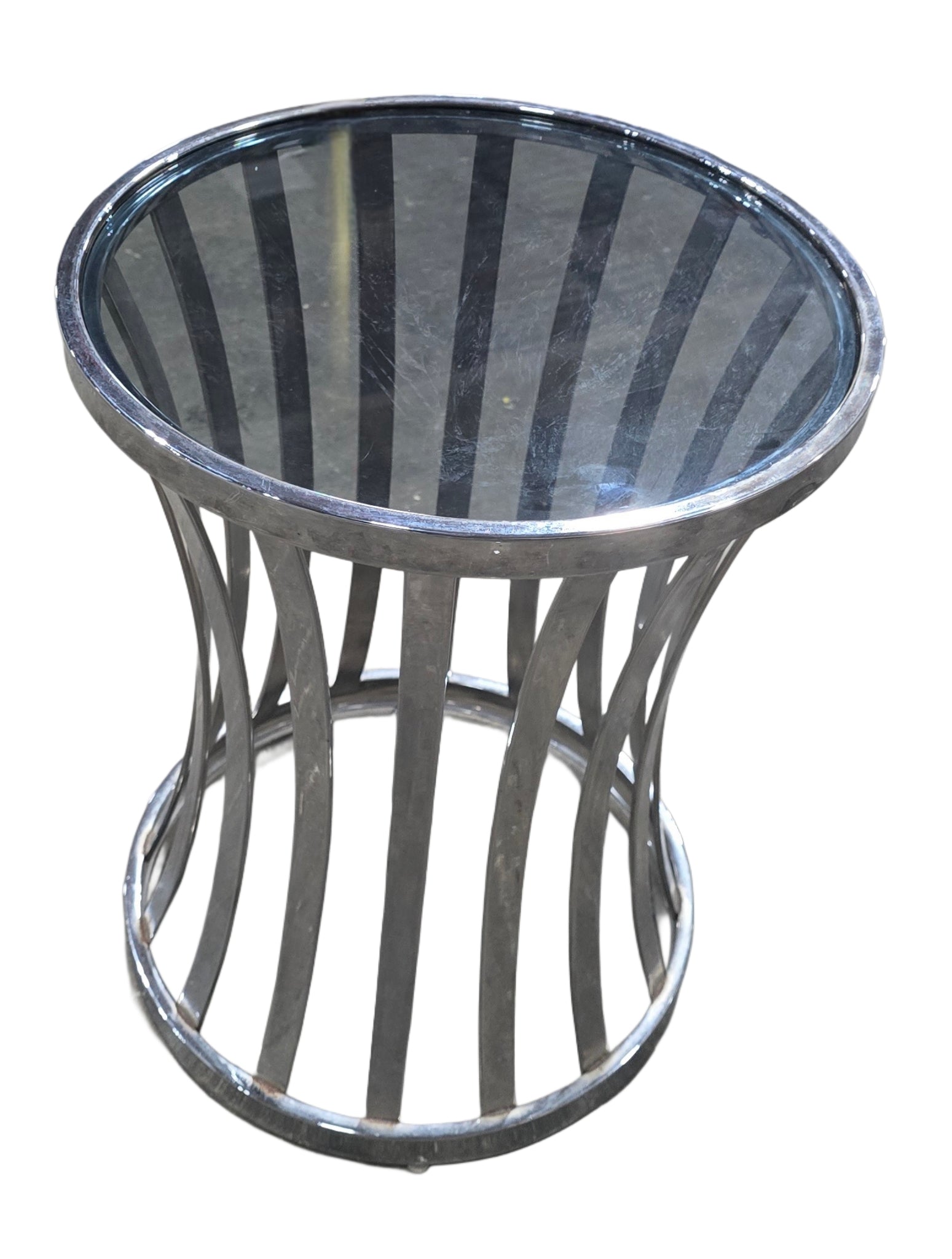 Loews Glass Top Chrome Side Table