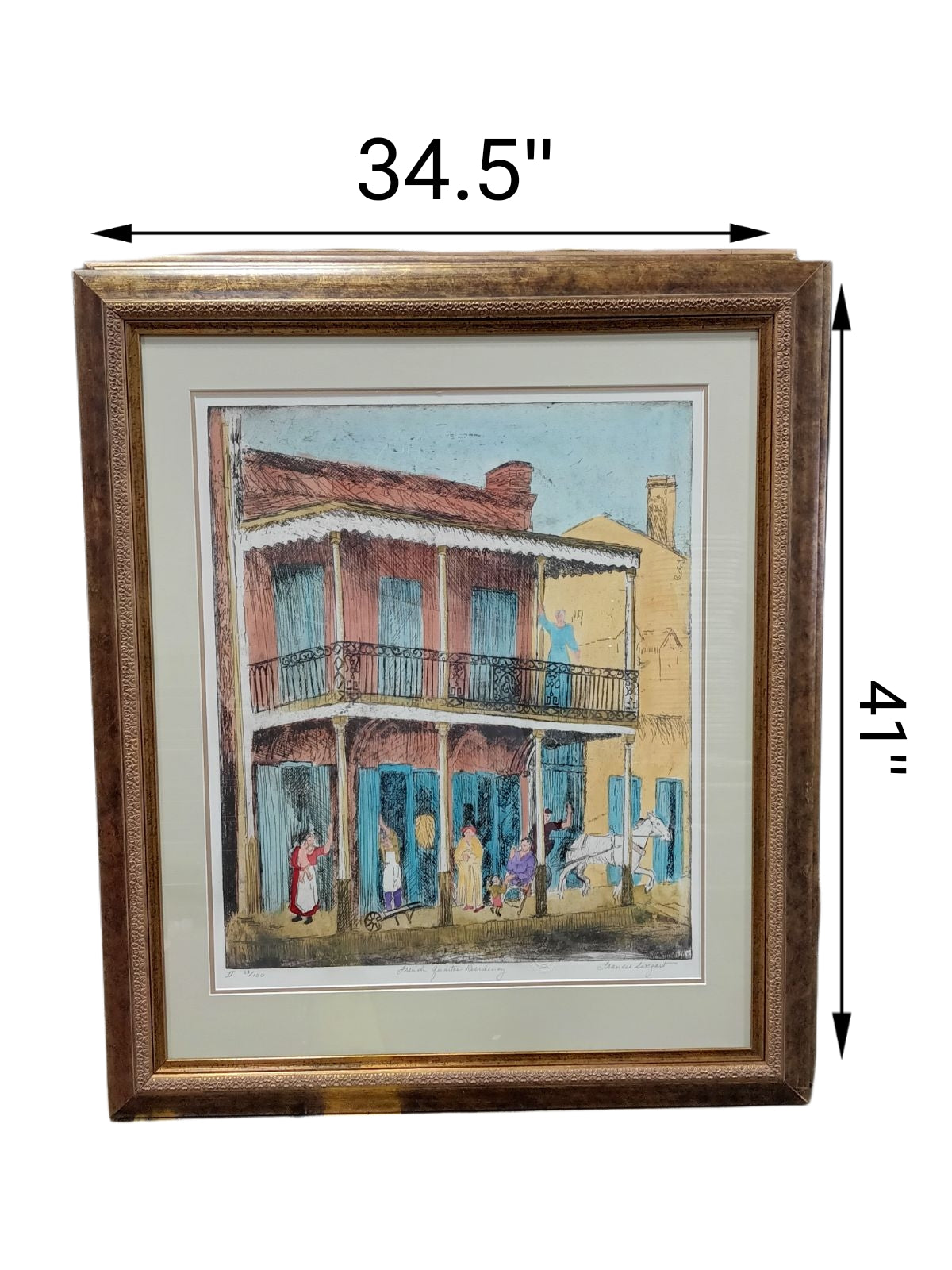 34.4 X 41 French Quarter, New Orleans Art with Rustic Frame