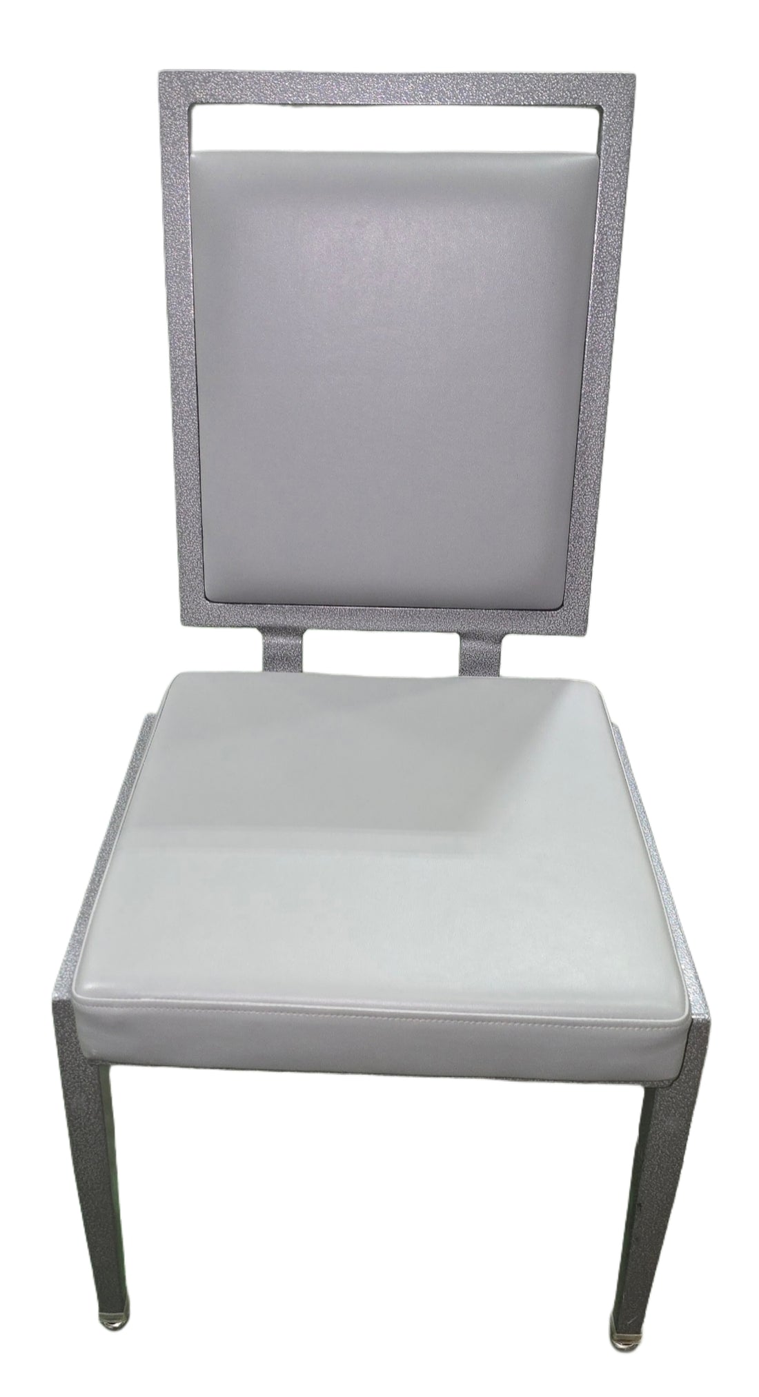 Set of grey stackable banquet chairs with cushioned seats, available at Southern Hospitality Liquidation in Cartersville GA