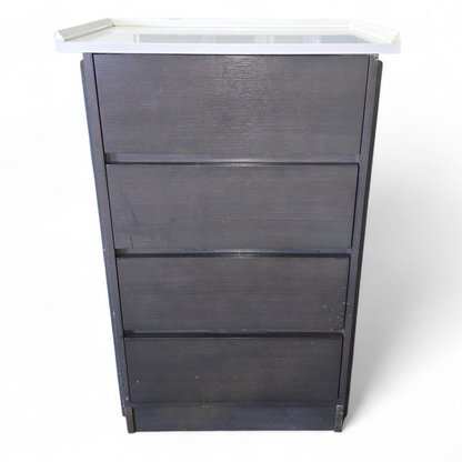 4-drawer chest with white granite top 27.5 x 18 x 42.5, used and in good condition, SHL