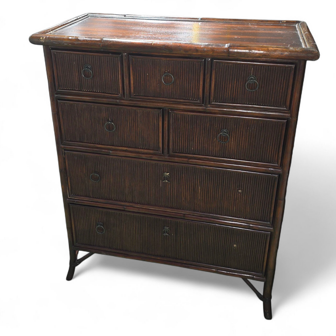 SHL close-up of rattan texture and drawer detail, used and in good condition