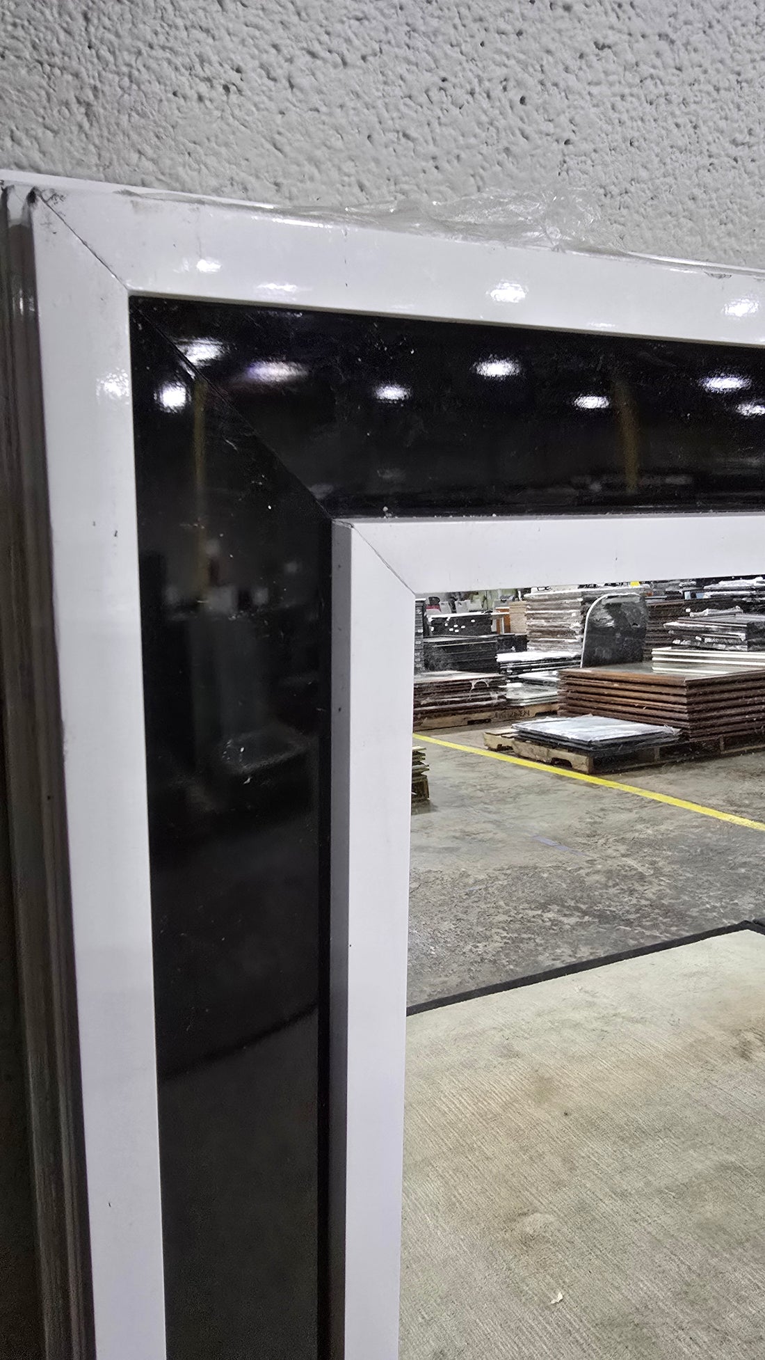 SHL black and white glossy frame detail mirror, used, good condition