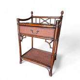 SHL Decca rattan accent table, used and in good condition, upscale resort furniture