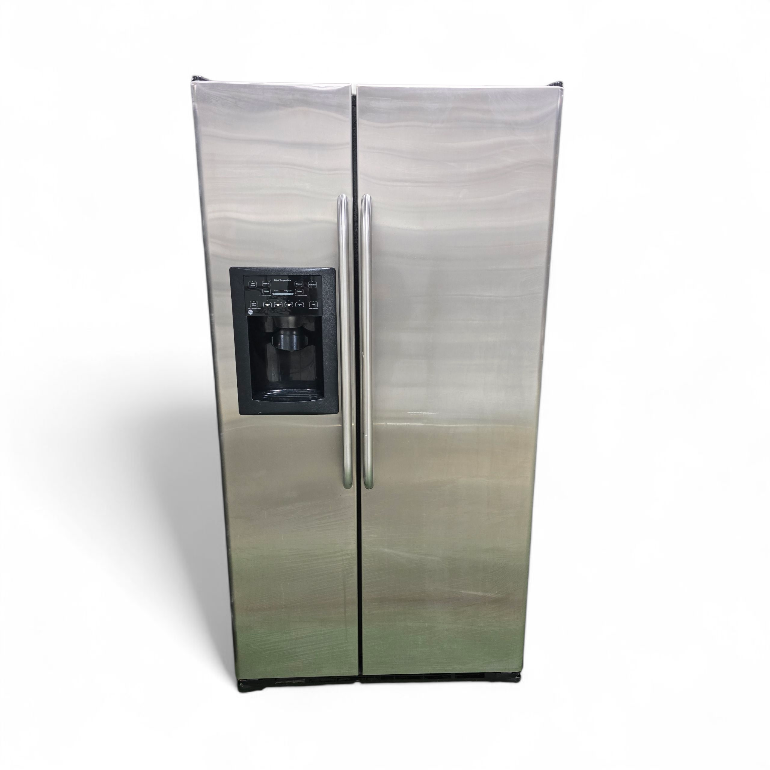 SHL GE side-by-side refrigerator/freezer, used and in good condition, upscale resort appliance