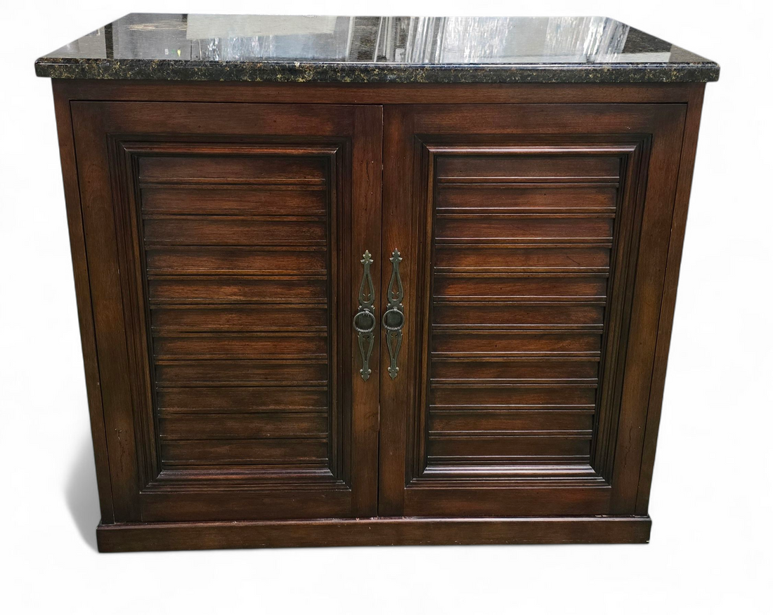 SHL granite top TV stand with storage, used and in good condition