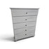 Used white five-drawer chest with decorative wave-pattern fronts, SHL.