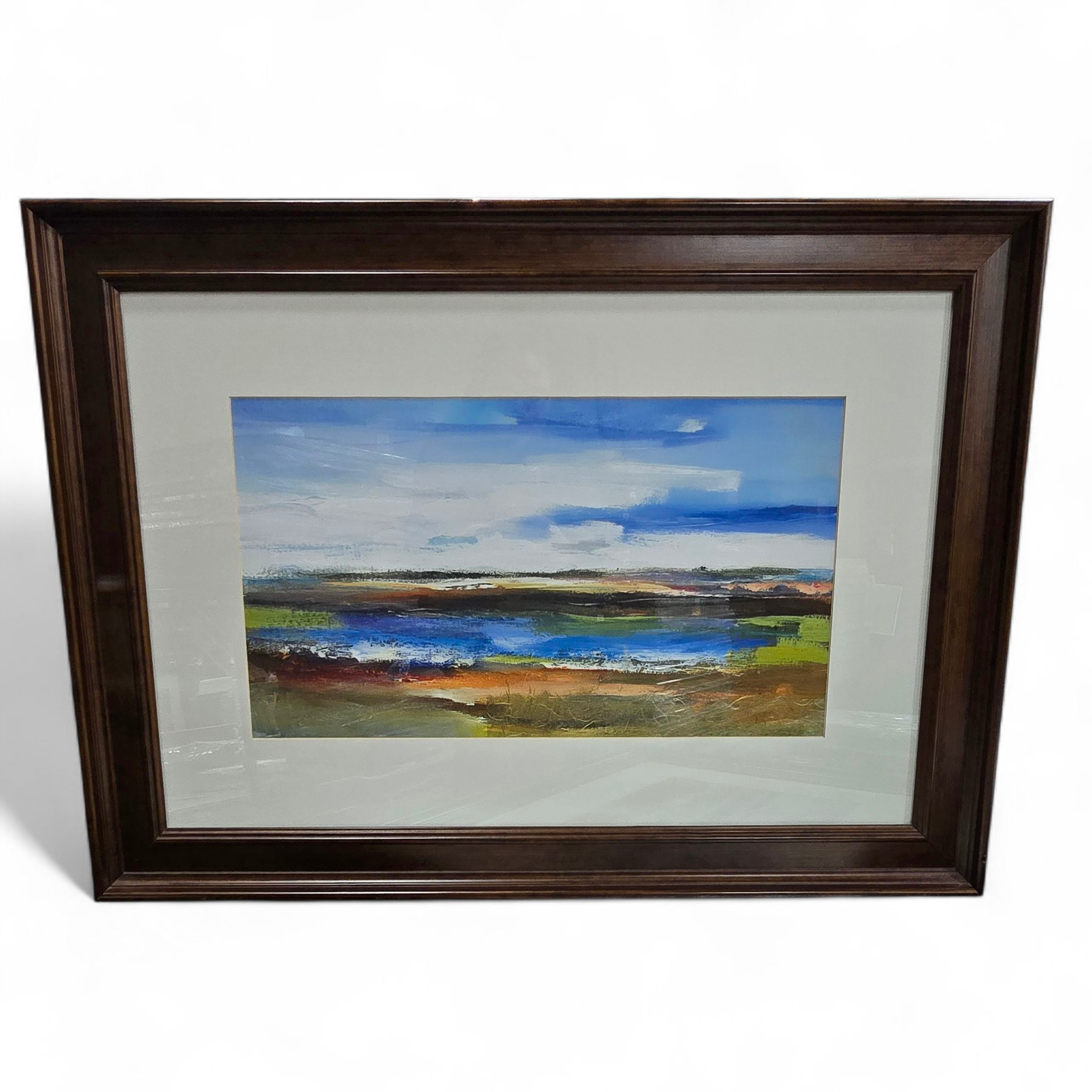 SHL framed coastal water inlet art 37.25 x 27.25 used and in good condition