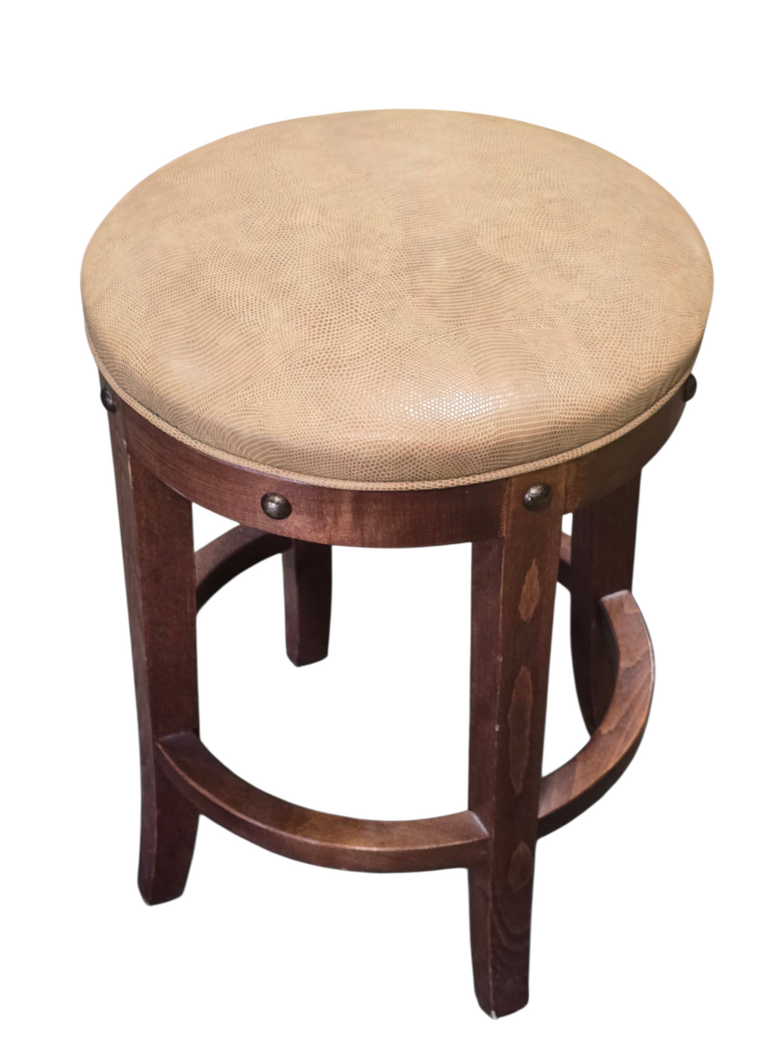 Counter Height Stool with Light Brown Vinyl Seat
