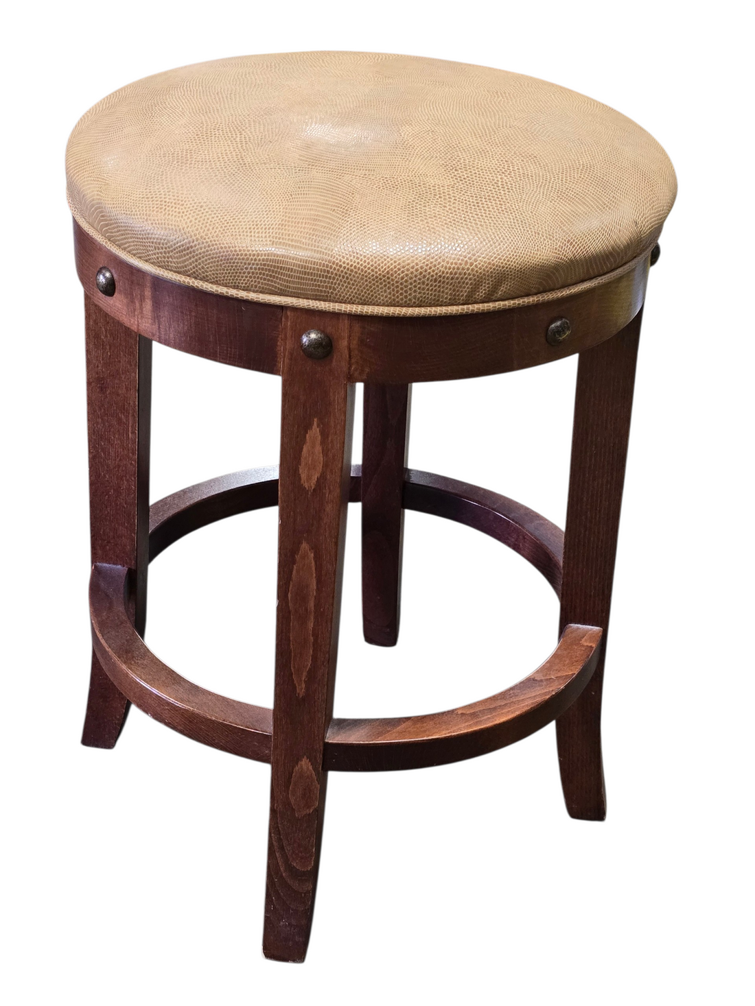 Counter Height Stool with Light Brown Vinyl Seat