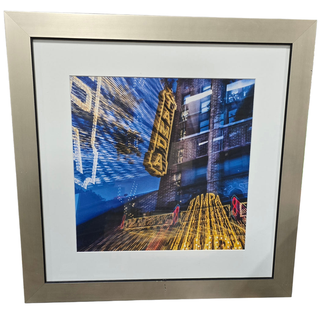 Front view of Tampa city artwork, 25.5&quot; x 26&quot;, framed in silver.