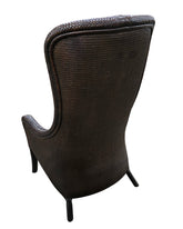 Back view of Tommy Bahama wicker chair, natural wicker design, resort-style seating