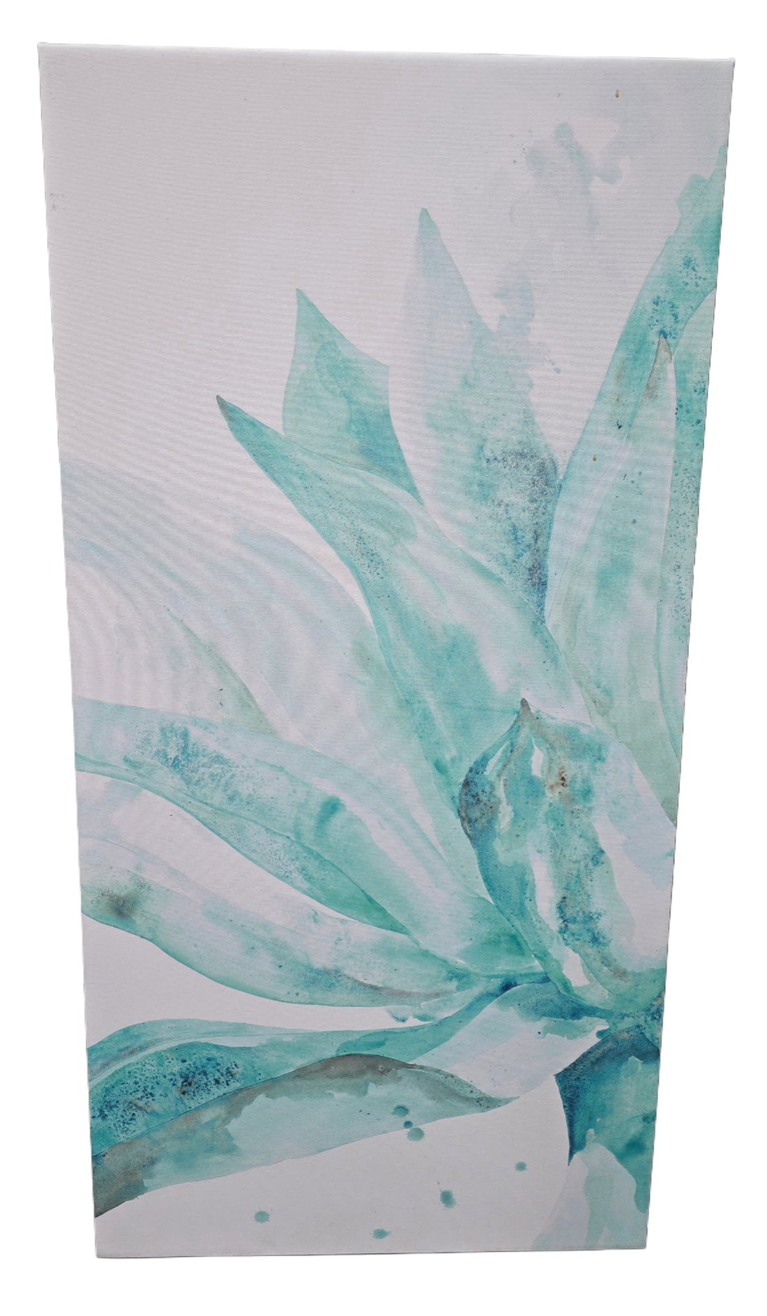 Turquoise and white floral canvas artwork, 22W x 44H, Southern Hospitality Liquidation Cartersville GA