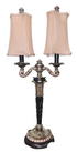 Two-light table lamp with decorative base and ornate double shades, available at Southern Hospitality Liquidation Cartersville GA
