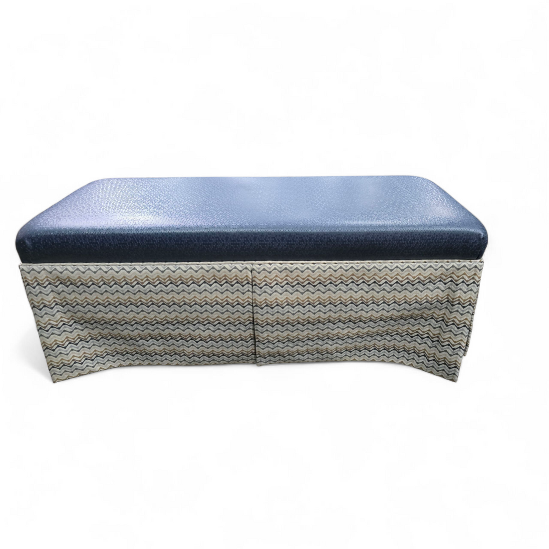 Upholstered Kellex bench with skirting, perfect for bedroom or seating area, used