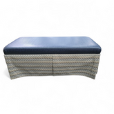 Upholstered Kellex bench with skirting, perfect for bedroom or seating area, used