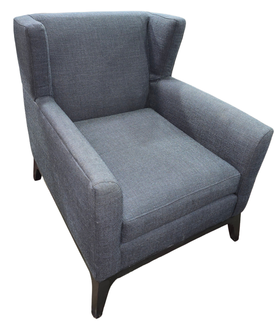 Upholstered wingback chair in dark blue fabric, available at Southern Hospitality Liquidation Cartersville GA near Atlanta