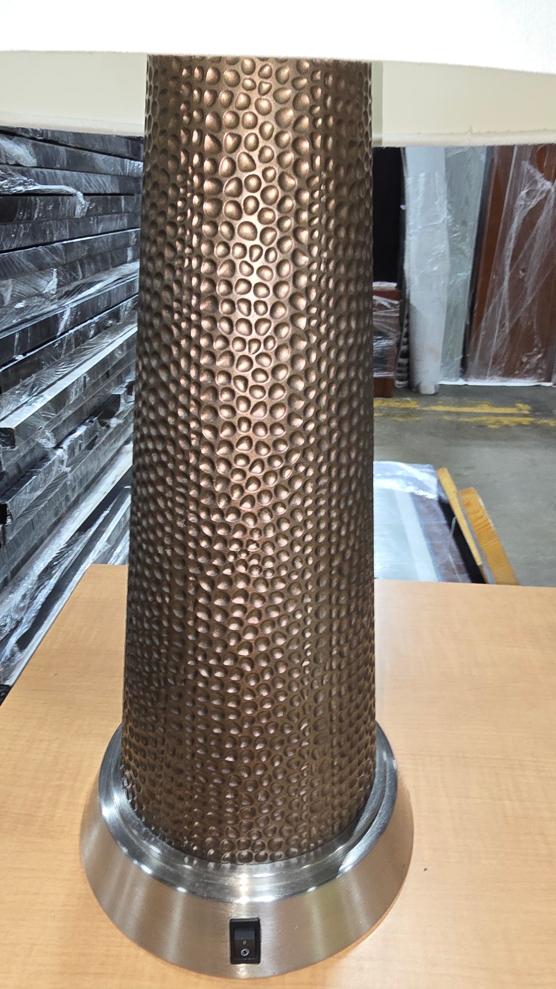 Elegant brown glass lamp sourced from upscale resort, includes shade of choice, used