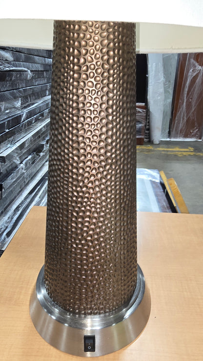 Elegant brown glass lamp sourced from upscale resort, includes shade of choice, used