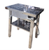 Chrome side table with built-in power outlets and USB ports – front view