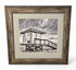 Used SHL framed black and white lifeguard stand beach photograph 19.5x19.5