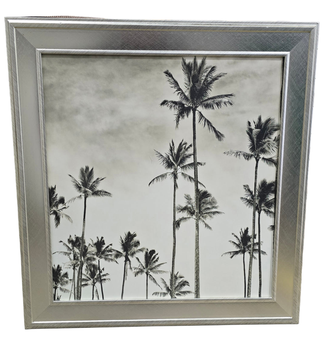 Used palm trees artwork with silver frame, 26.5 x 28 wall décor from Southern Hospitality Liquidation Cartersville GA