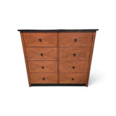 Used 6 drawer dresser with black granite top, warm wood finish, and black square hardware from Southern Hospitality Liquidation.