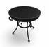 Used black granite top side table with decorative black metal base from Southern Hospitality Liquidation.