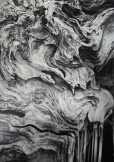 Close-up of the natural wood grain design featured in a quality used framed abstract wall art piece sourced from an upscale resort.