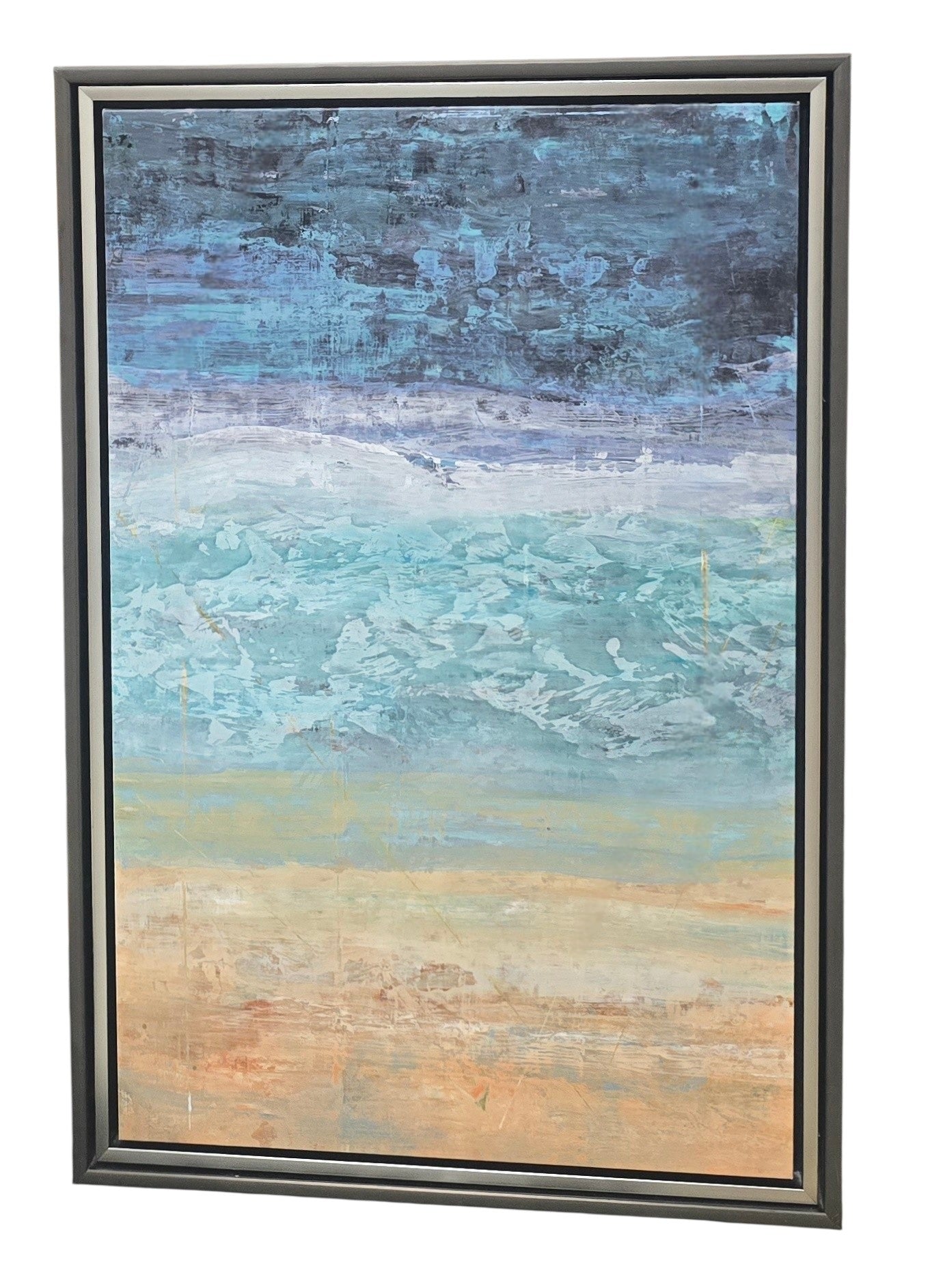 Used coastal abstract framed wall art from Southern Hospitality Liquidation.