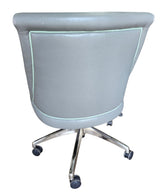 Used Lily Jack gray upholstered swivel office chair with rolling base, rear view, at Southern Hospitality Liquidation in Cartersville, GA.