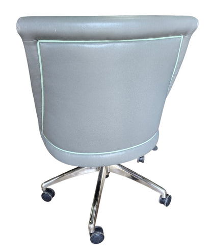 Used Lily Jack gray upholstered swivel office chair with rolling base, rear view, at Southern Hospitality Liquidation in Cartersville, GA.