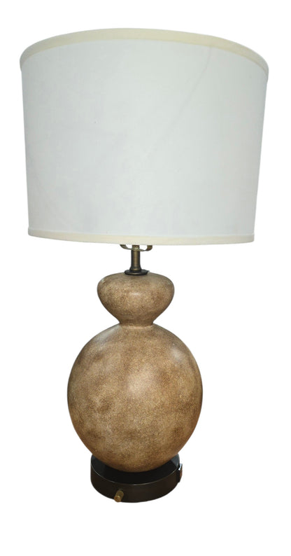 Used stone finish table lamp with white drum shade from Southern Hospitality Liquidation.