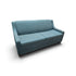 Used teal green queen sleeper sofa with curved arms and geometric patterned upholstery, front view from Southern Hospitality Liquidation.