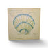 Used vintage seashell canvas print with blue and green scallop shell illustration, 23.5 x 23.5 inches, SHL