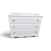 Used white 3-drawer slim chest of drawers with silver knobs, SHL