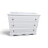 Used white 3-drawer slim chest of drawers with silver knobs, SHL
