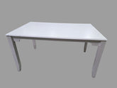 “Resort liquidated white wood dining table, 58 x 36 x 30, from Grand Palms Resort”