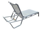 “Used white outdoor lounge chair from upscale resort, perfect for patio or poolside, $40”