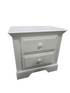 “Used white two drawer nightstand from upscale coastal resort, perfect for coastal or farmhouse décor, $60”