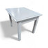 “Used white wooden side table sourced from a coastal resort, good condition, perfect for farmhouse or coastal décor”