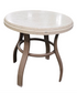 Front view of outdoor side table, 19.5" round top and 19" height. Compact patio accent table for outdoor seating areas.