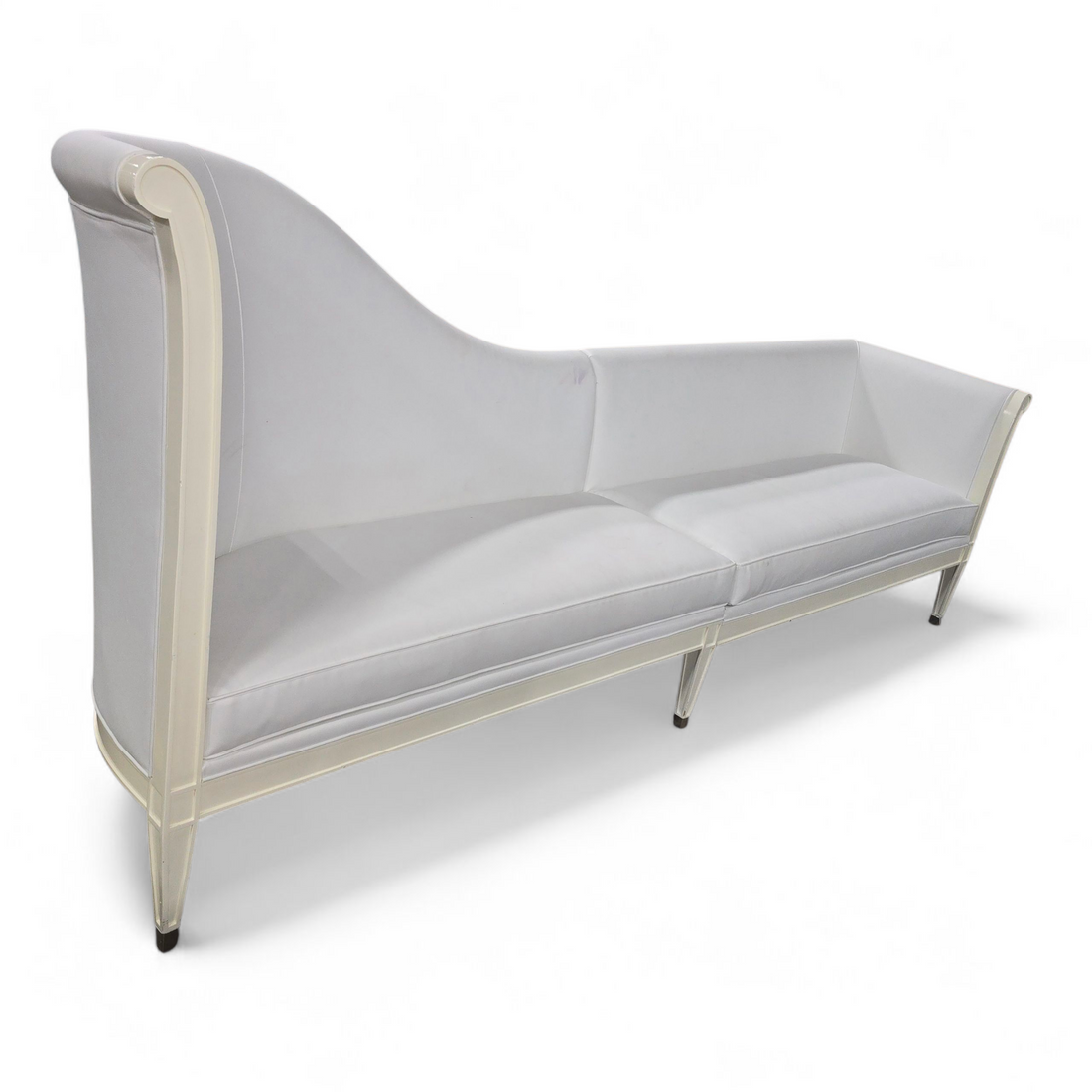 “Used white leather sofa from upscale South Beach boutique hotel – Southern Hospitality Liquidation”