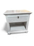 “White shutter-front one drawer nightstand, coastal or farmhouse style, used and in very good condition from Southern Hospitality Liquidation”