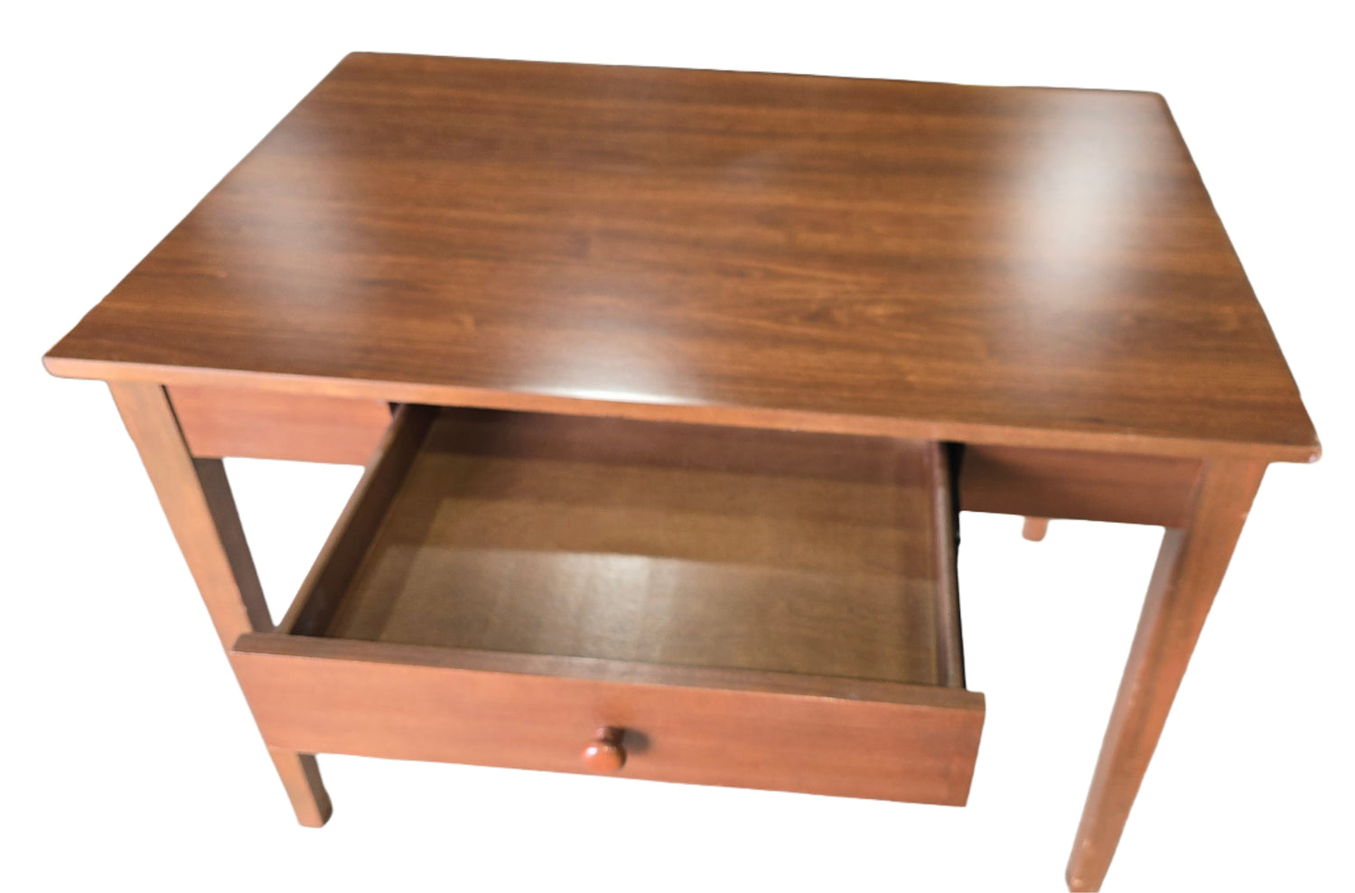 Wooden desk with storage drawer, 42W x 28D x 30H, available at SHL Cartersville GA hotel liquidation